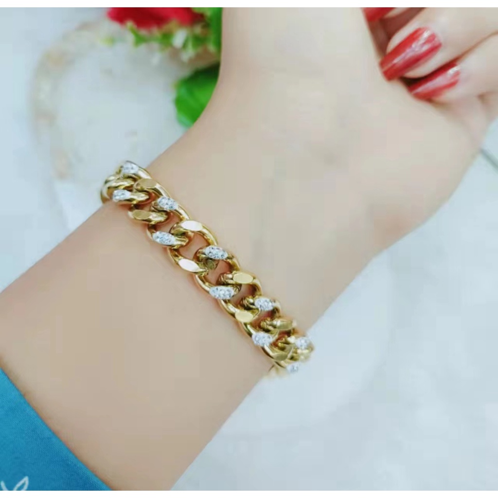 Gelang Titanium Rantai Mata Full Perhiasan Fashion L003