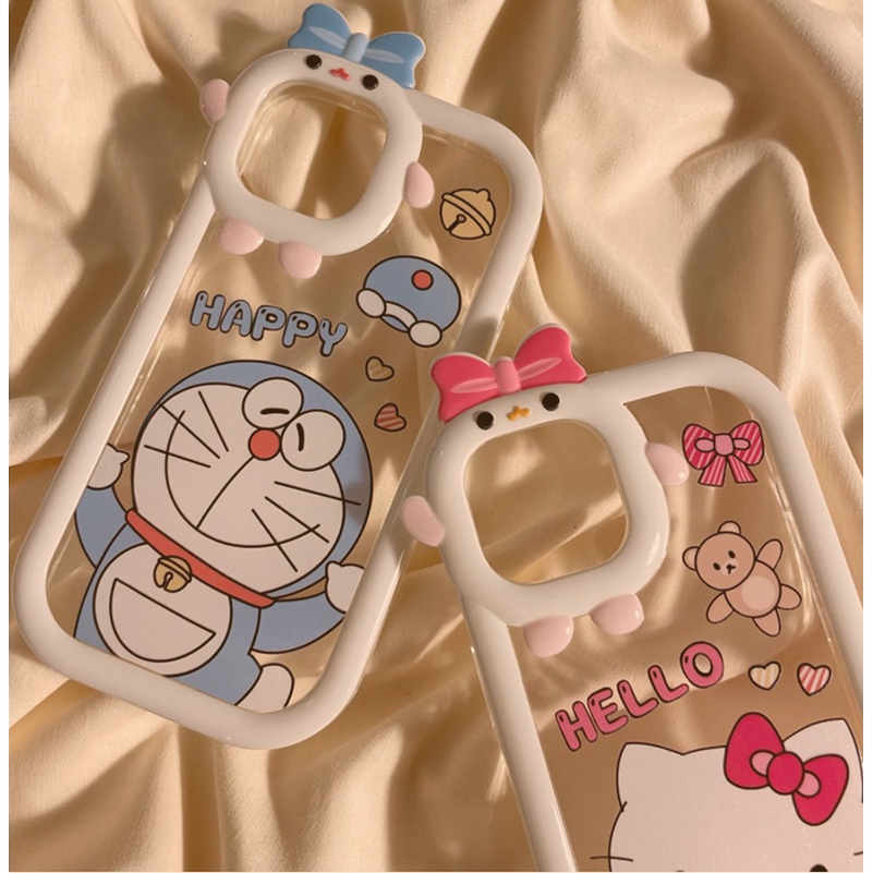 Soft Case Silikon TPU Transparan Motif Kartun Kucing 3D Untuk iPhone 14 13 12 11 Pro Max X Xr Xs Max iPhone 7 8 6 6s Plus SE 2020 Fashion Cute Kitten Cartoon Phone Case Clear 3D Thick Lens Protection Shockproof Silicone TPU Soft Case Protective Back Cover