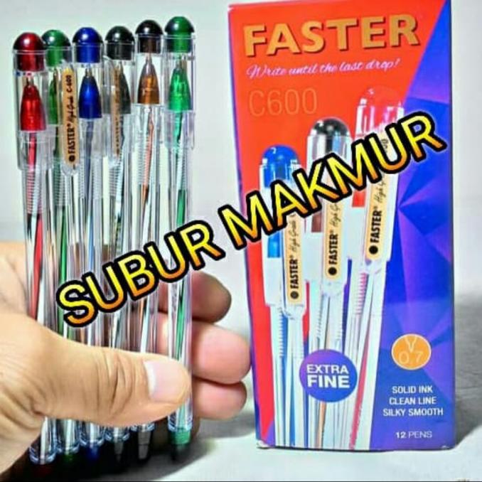 

Buruan serbu] (1Lusin) Bolpoint Pulpen Faster C600 BIRU
