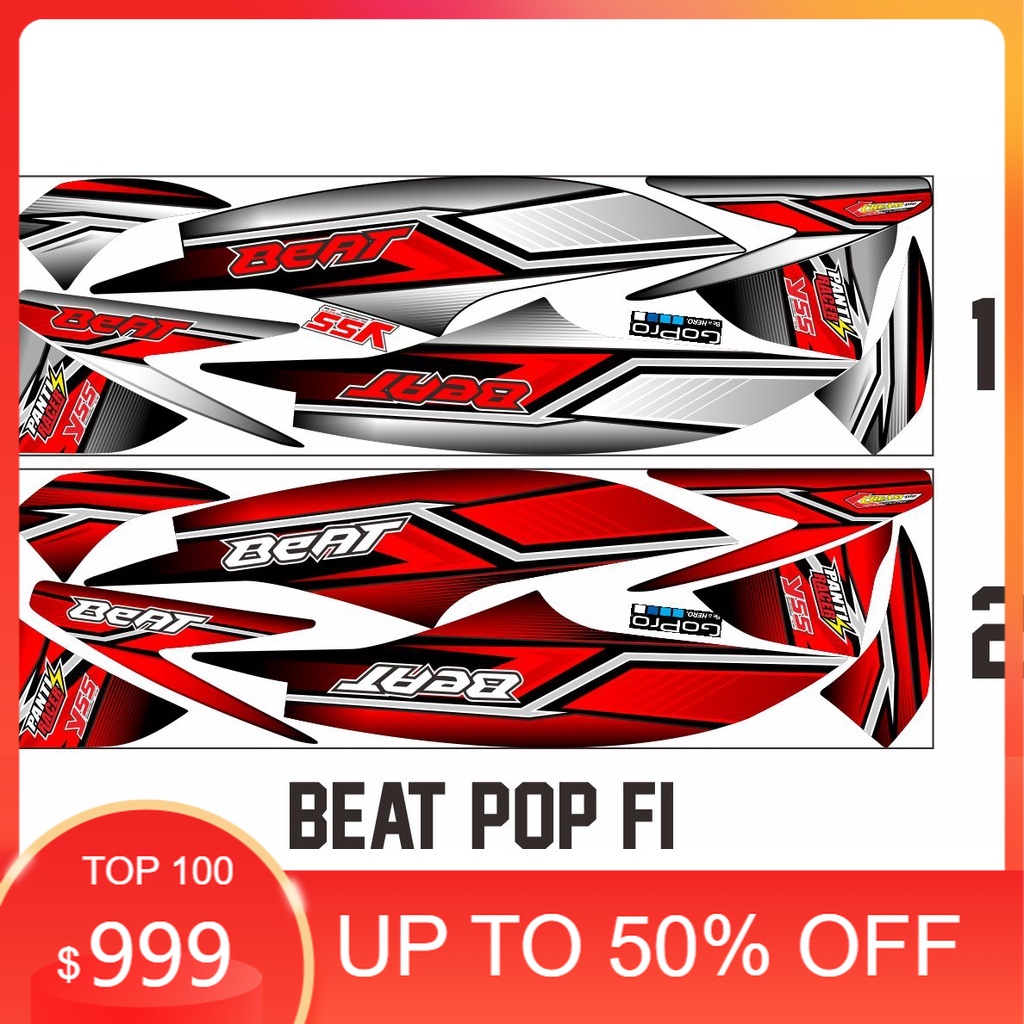 KAFFA STIKER COD-STRIPING/STICKER CUSTOM HONDA BEAT POP FI MOTIF ROAD RACE NEW VARIASI