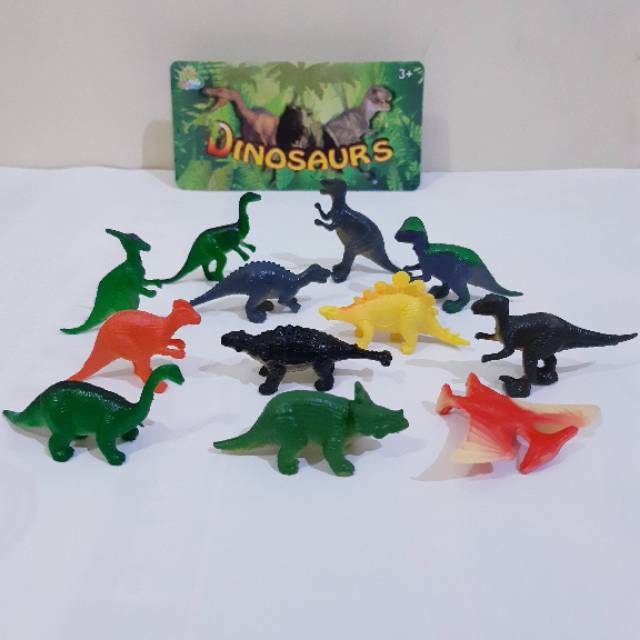 mainan set dinosaurus karet paket dino kebun hewan mini edukatif