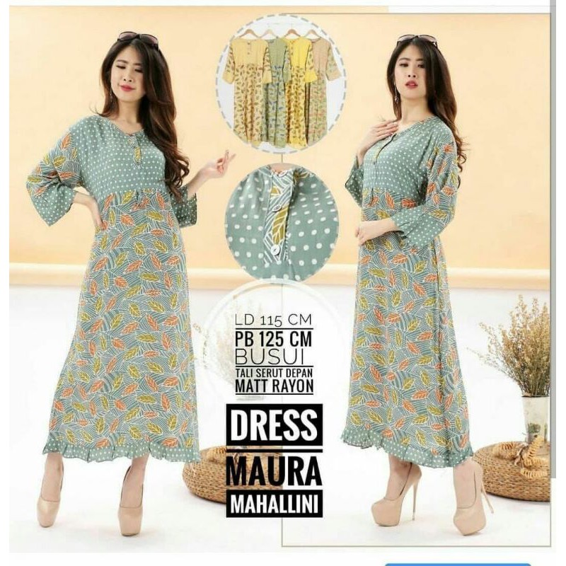 Daster Maura Lengan Panjang | MAHALINI | Busui Karet Pinggang Bahan Adem