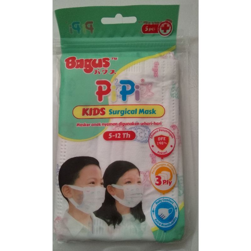 masker bagus pipi kids surgical mask isi 5
