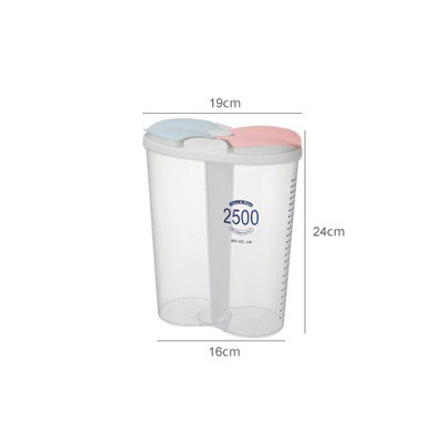 ELFYDO HL0225  Toples Makanan Food Jar Serbaguna Tempat Penyimpanan Makanan Kering 2500ML 2slot Toples Imlek Toples Lebaran