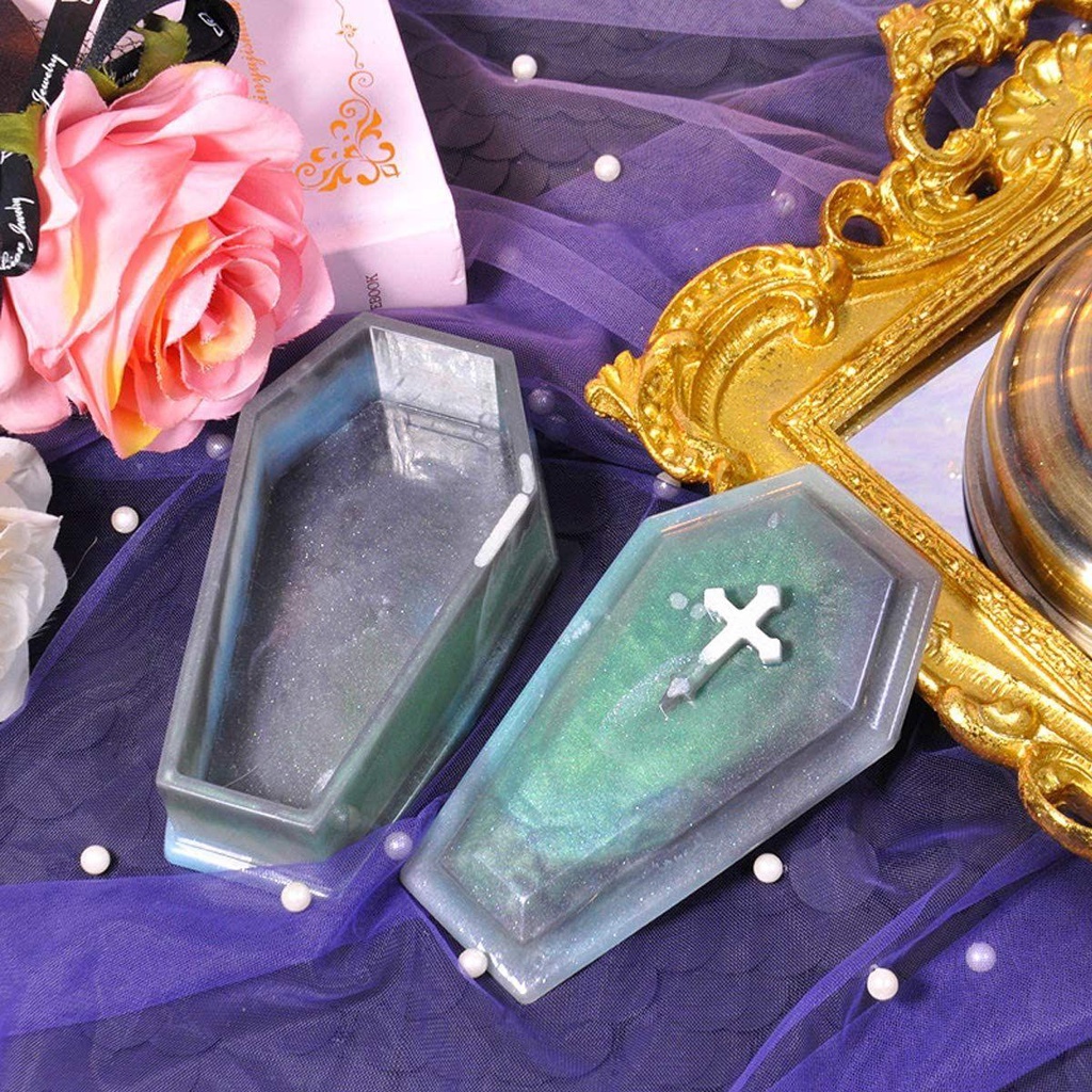 Lanfy Cetakan Resin Casting DIY Alat Handmade Membuat Resin Clay Tools Gothic Halloween Kotak Penyimpanan Pernak Pernik