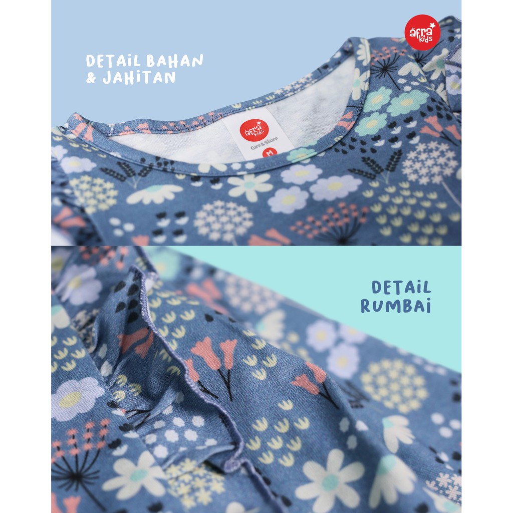 Kaos Tunik Anak Muslim Afrakids AFRA - TP001 Pattern Flowers