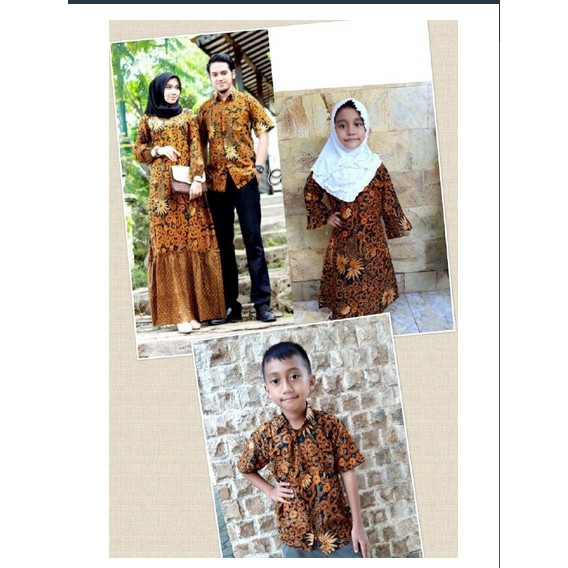 Baju Batik Couple Keluarga Modern Sogan Anak Cowok Dan Cewek Terbaru