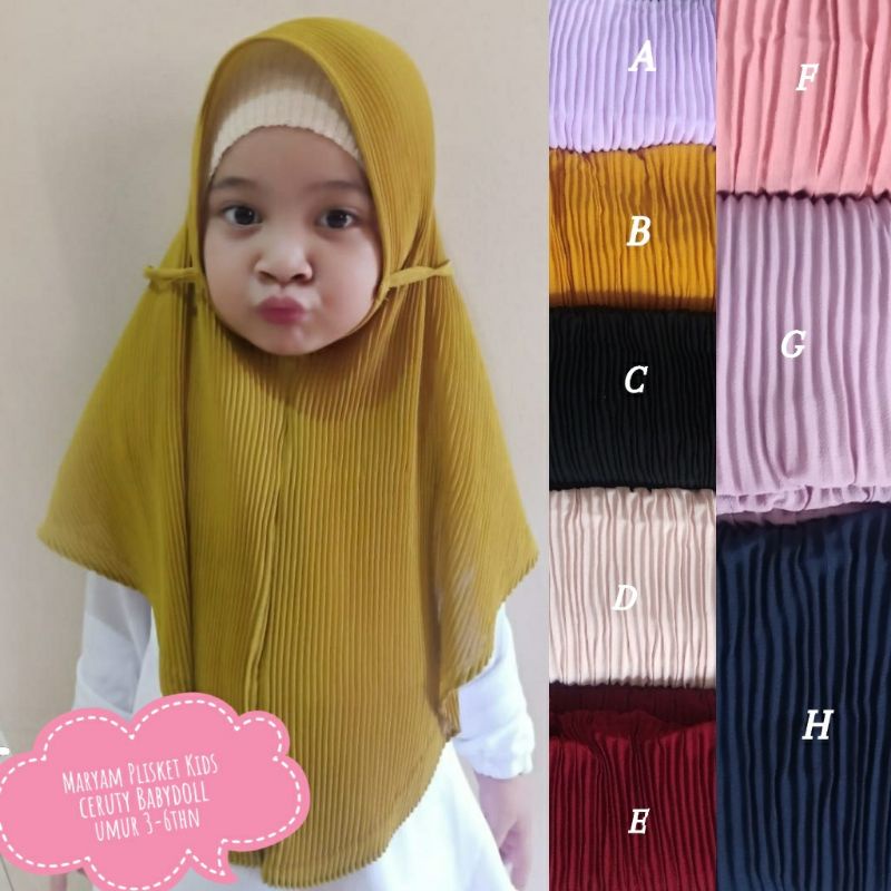 Hijab Bergo tali plisket anak