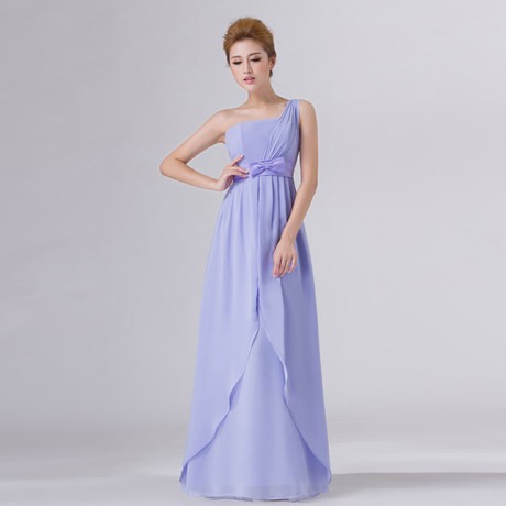 LD.102 - One Sleeve Evening Long Dress in simple korea Style / gaun pesta malam warna cream