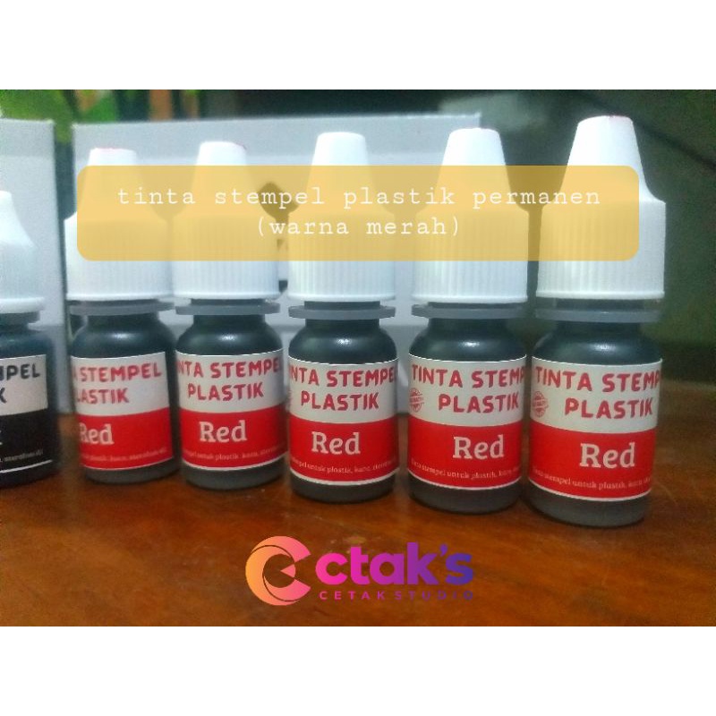 

Tinta stempel permanen plastik warna merah