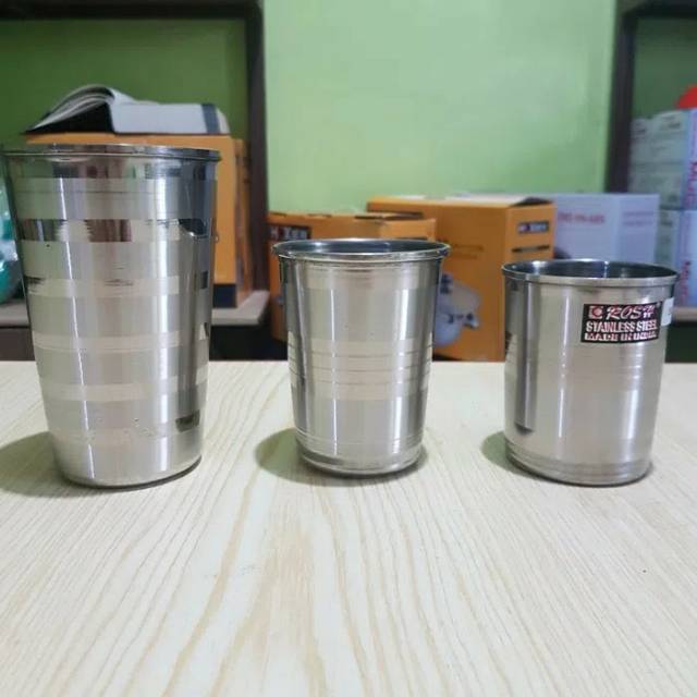 Gelas stainless steel rose tebal 9cm