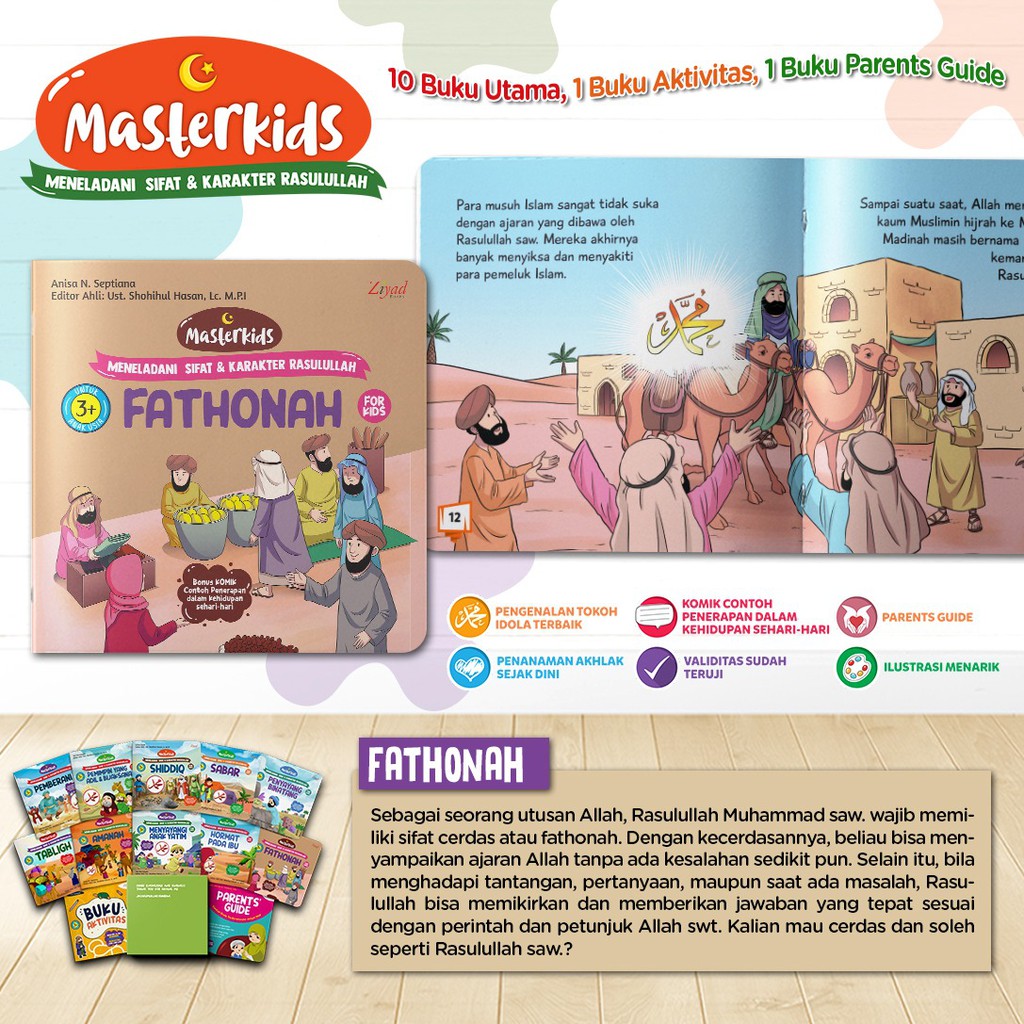 Buku Masterkids : Meneladani Karakter Rasulullah for Kids Edisi Ekslusif | Bonus Lunchset &amp; Goody bag