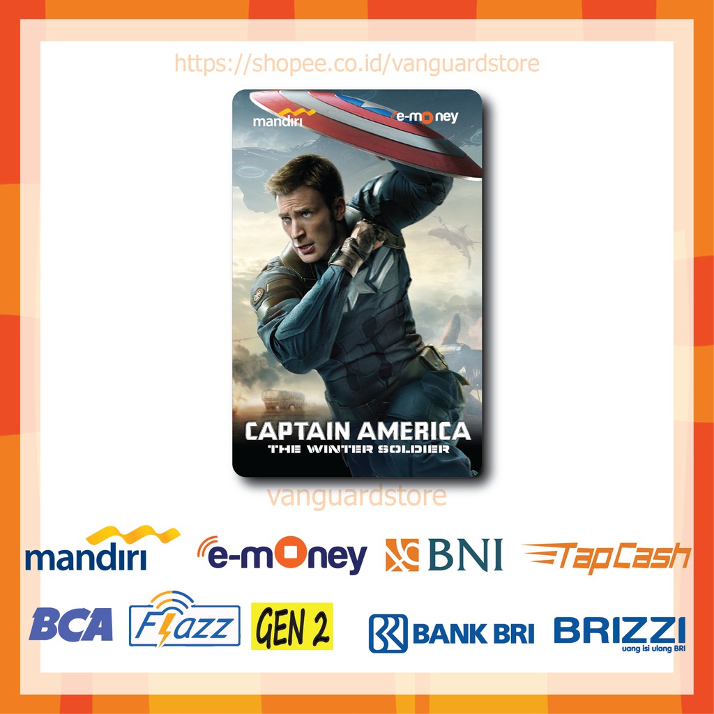 KARTU E MONEY E TOLL SUPERHERO CAPTAIN AMERICA ANIME 36 EMONEY MANDIRI FLAZZ BCA BNI TAPCASH BRIZZI