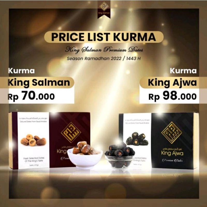 

Produk Original 100% Kurma King Salman Sukari Premium. Kurmanya para Raja