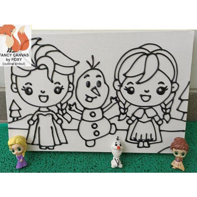 

kanvas lukis anak outline garis timbul gambar FROZEN elsa anna olaf