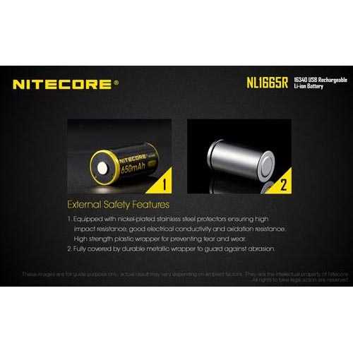 IDN TOOLS - NITECORE 16340 Micro USB Rechargeable Li-ion Battery 650mAh - NL1665R