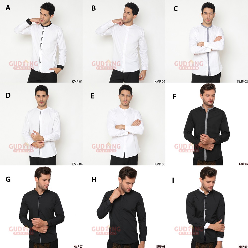 Baju Koko Kerah Shanghai Slimfit Polos Terbaru / Kemeja Formal Muslim Pria - Banyak Warna KMP (COMB)