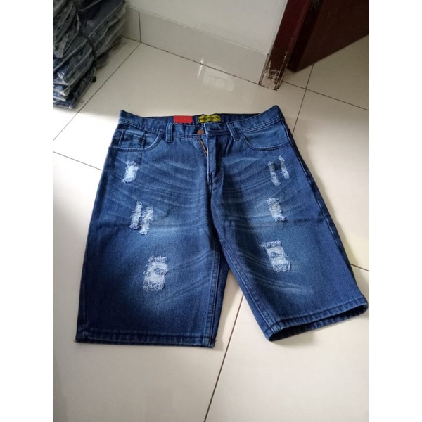 Celana pendek jeans pria sobek-jeans sobek-jeans denim