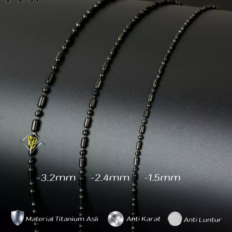 Kalung Rantai Mci Titanium Pria Wanita Cowok Asli Laki Laki Cewek Keren Coker Hitam Black K 01