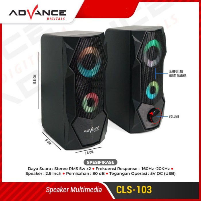 Advance Cls-103 Gaming Speaker Rgb Backlit