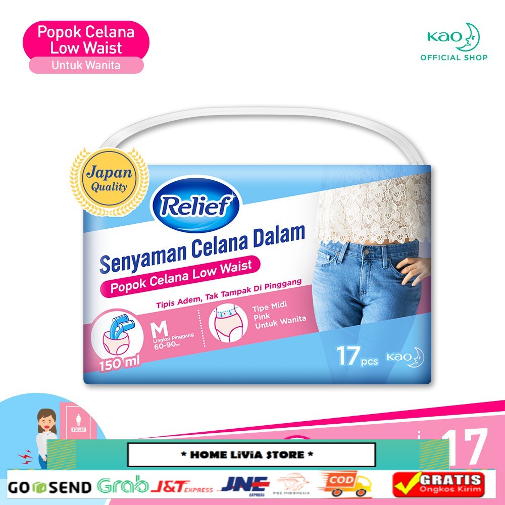 Relief  Low Waist  Popok Dewasa Celana Wanita  M 150 ml 17S