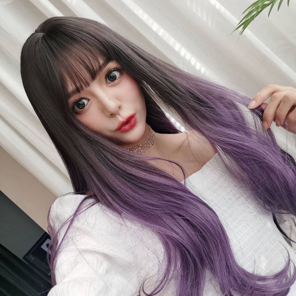 WDA-26 wig daily kpop korea jepang gradasi smoke purple ungu rambut palsu lurus panjang