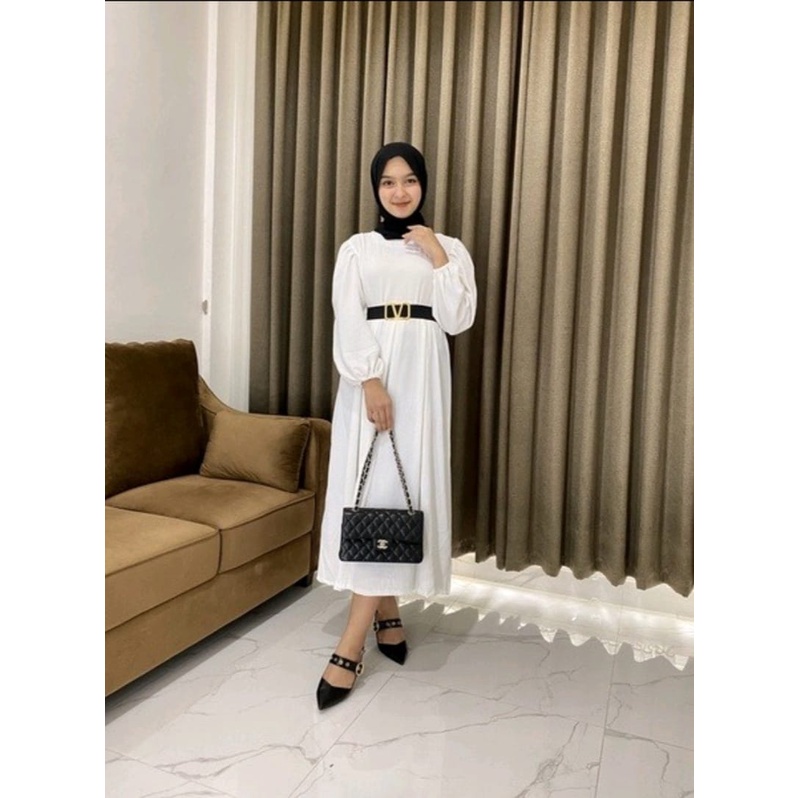 Gamis Midi Terbaru / Camila Midi Dress Bahan Crinkle Airflow Premium / Gamis Wanita Pesta Lebaran Terbaru Crinkle / Long Dress / COD