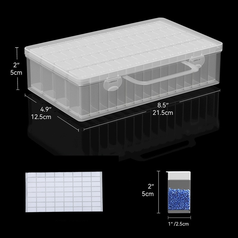 Kotak Penyimpanan Manik-Manik Lukisan Berlian 5D Portabel 64 Grid