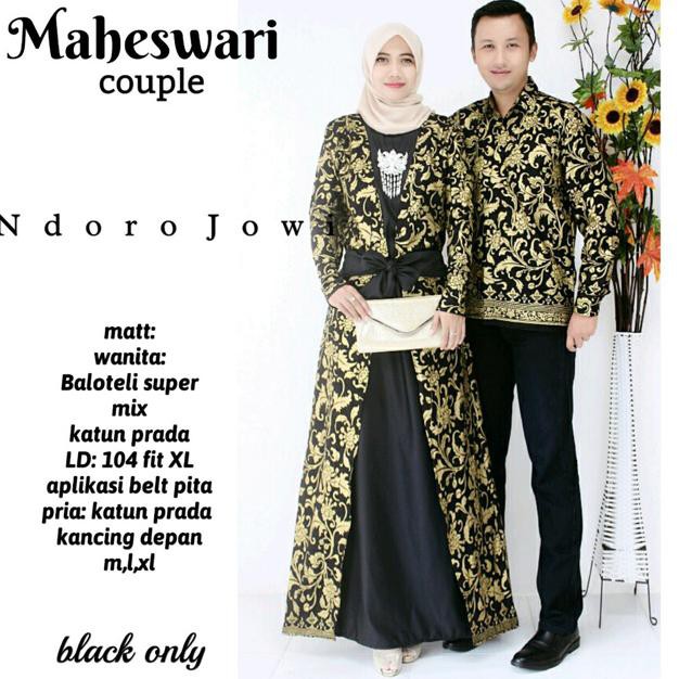 PRODUK TERBARU BATIK PRADA MAHESWARI COUPLE SAVANA LONGBLUS JUBAH SYARII PREMIUM BLACK ONLY SARIMBIT