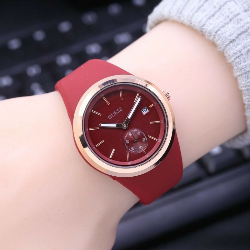Jam Tangan Cewek Rubber Fitur Tanggal Detik Bawah Berfungsi Murah Bergaransi-5