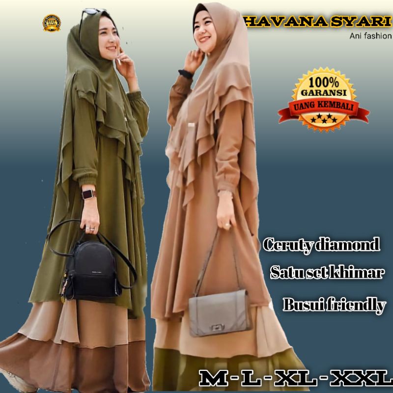 Gamis syari terbaru set diamon premium mewah lebaran 2022 jumbo