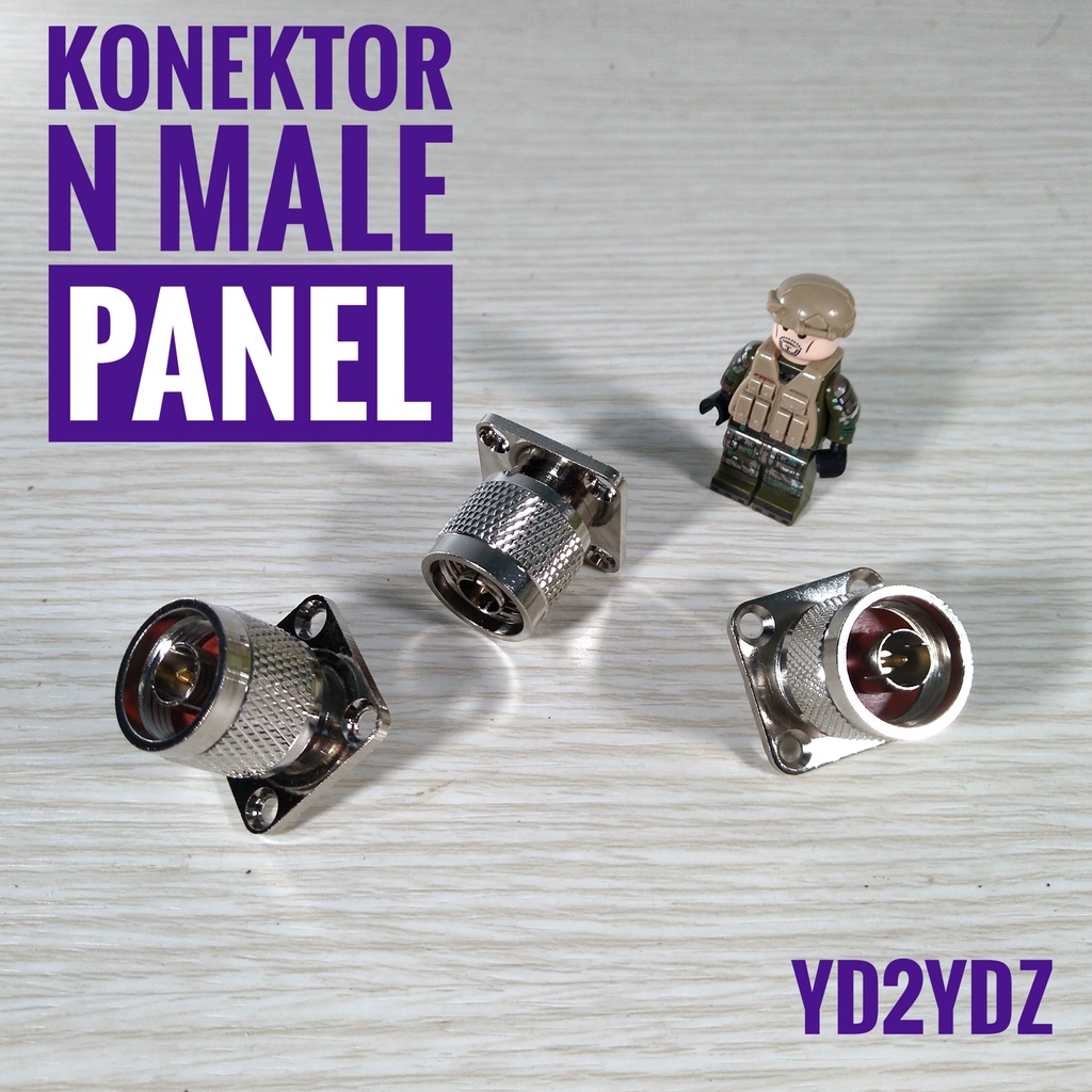 konektor n male teflon panel rf connector chassis body kotak mount 4 lubang baut antena antenna 50ohm radio