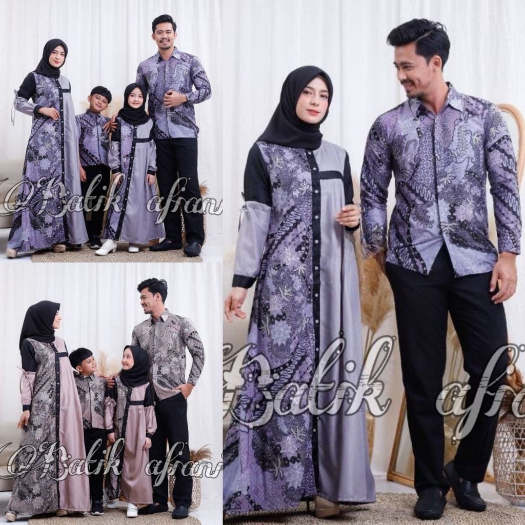 Batik Couple Keluarga Modern Terbaru 2022 Set Couple Batik Keluarga Gamis Jumbo Motif Albar