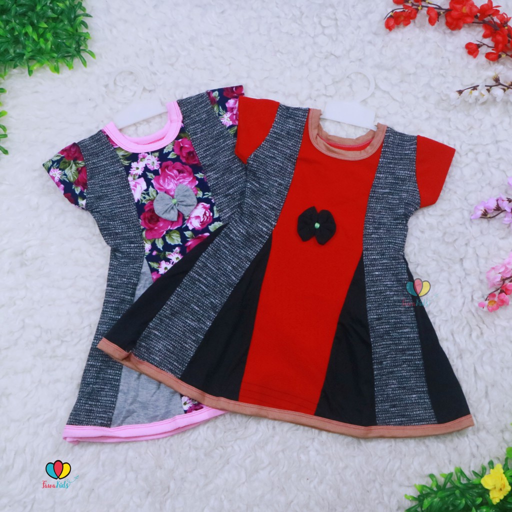 Dress Clara 1-3 Tahun / Baju Anak Perempuan Pesta Batik Gaun Anak Atasan Harian Lengan Bahan Adem