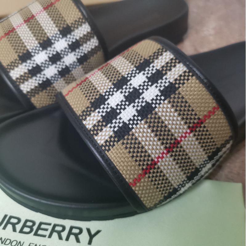 sandal pria burberry mirror quality sendal cowok selop slide flat