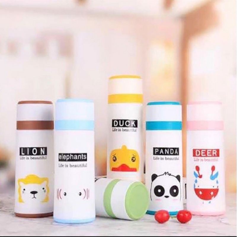 Botol Minum Kaca Motif Bottle Animal 380ml