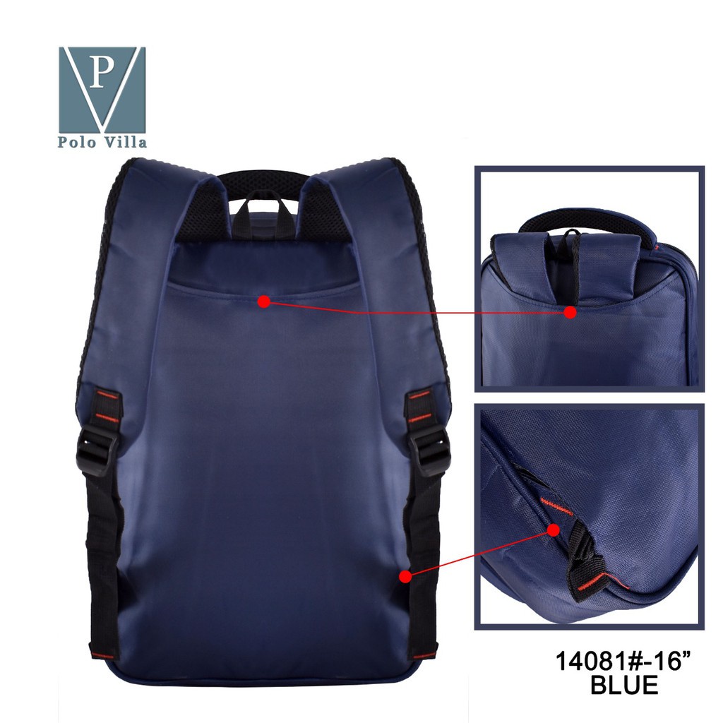 (TSI) Tas Sekolah Polo Villa 14081 Ransel Tas Pria Backpack (Free USB Extension+Rain Cover)