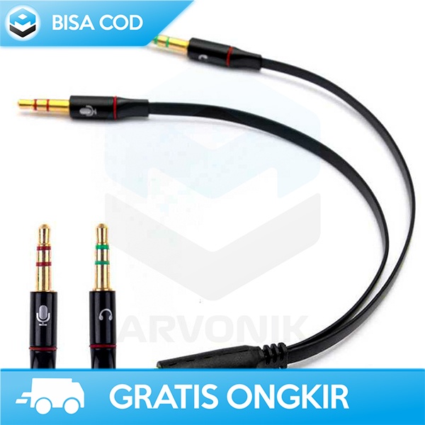 KABEL SPLITTER MICROPHONE TAFFWARE JACK 3.5MM FEMALE TO MALE MIC HEAR