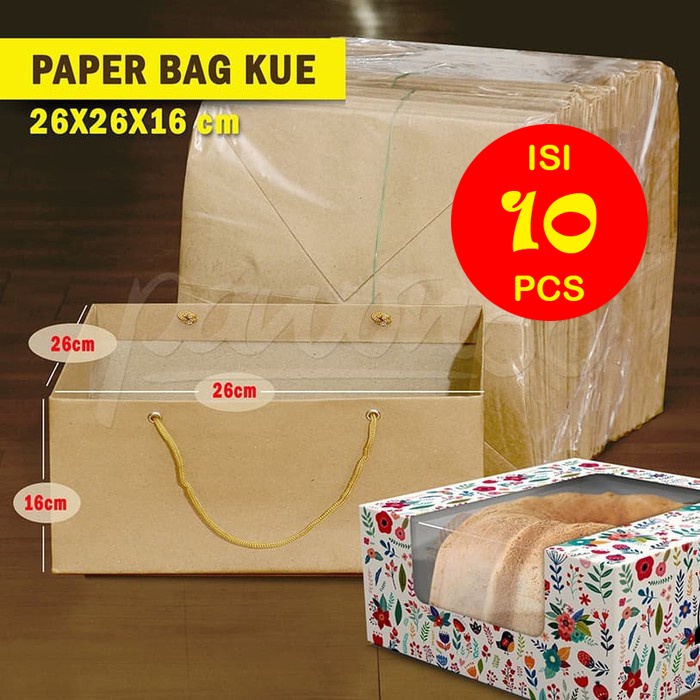 

Paper Bag Kotak Dus Box Kue Cake Box 26x26x16 cm -( 10 Pcs )