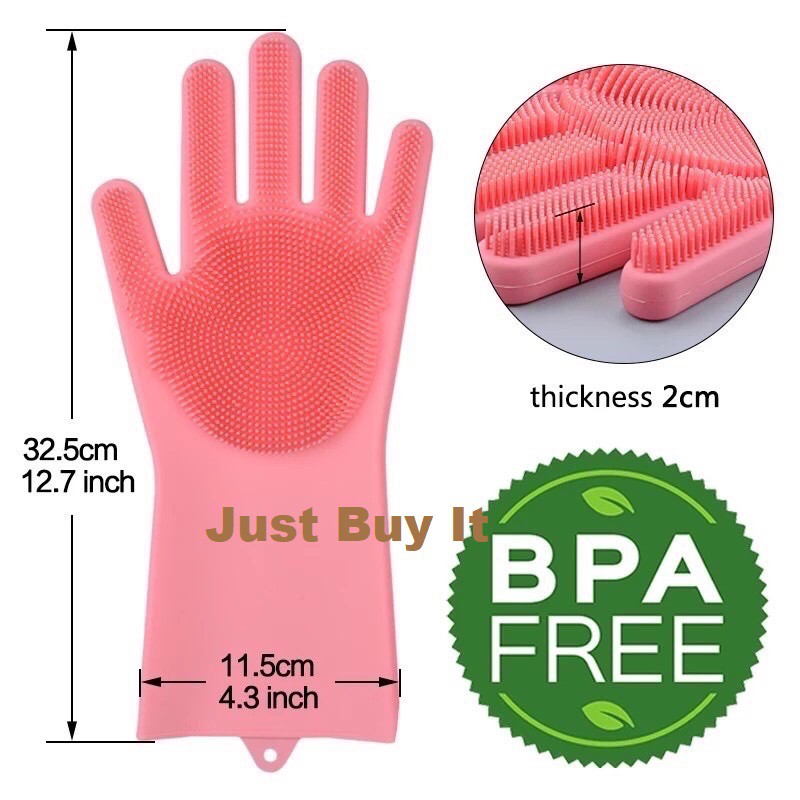 JBI-0098 Sarung Tangan Cuci Piring Silikon Serbaguna Tebal Tahan Panas - Silicone Cleaning Gloves