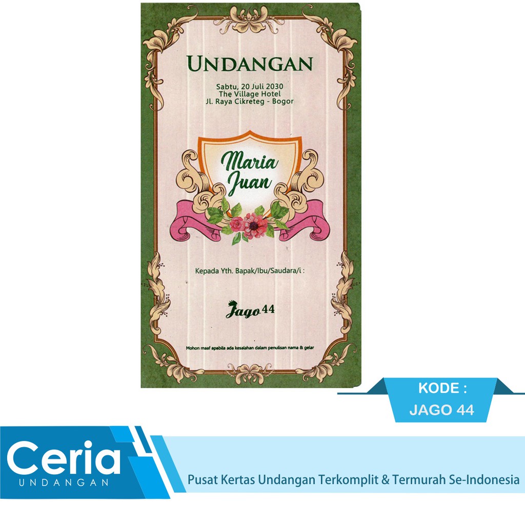 Blangko Kartu Undangan Pernikahan Jago 44 Harga Termurah Free File Setting