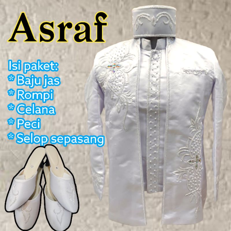 Beskap Pengantin Pria / Baju Pengantin Laki Warna Putih Untuk Akad Nikah Bahan Bridal