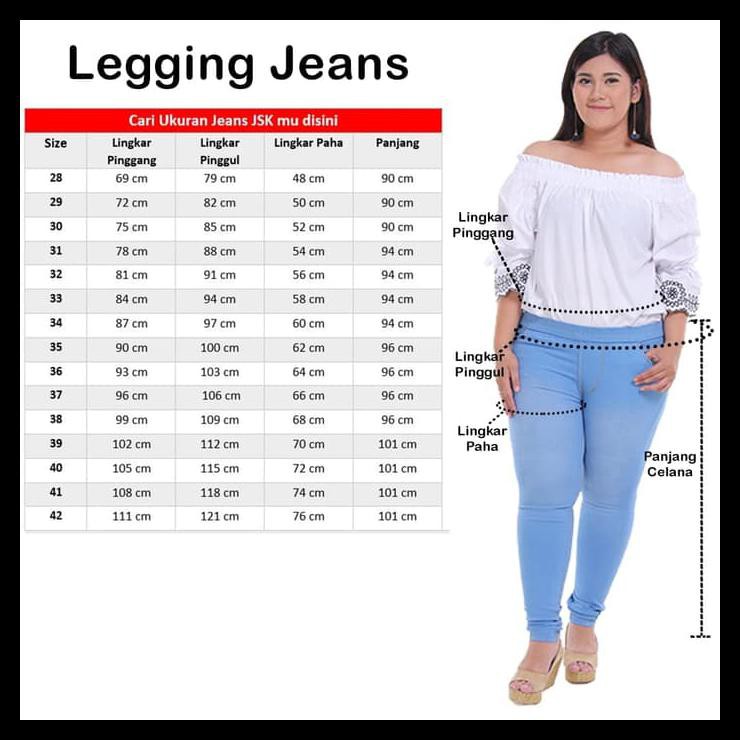 Aiew Celana Legging Wanita Jeans Pinggang Karet 4 Warna - Biru Aqua, 28 6Oio