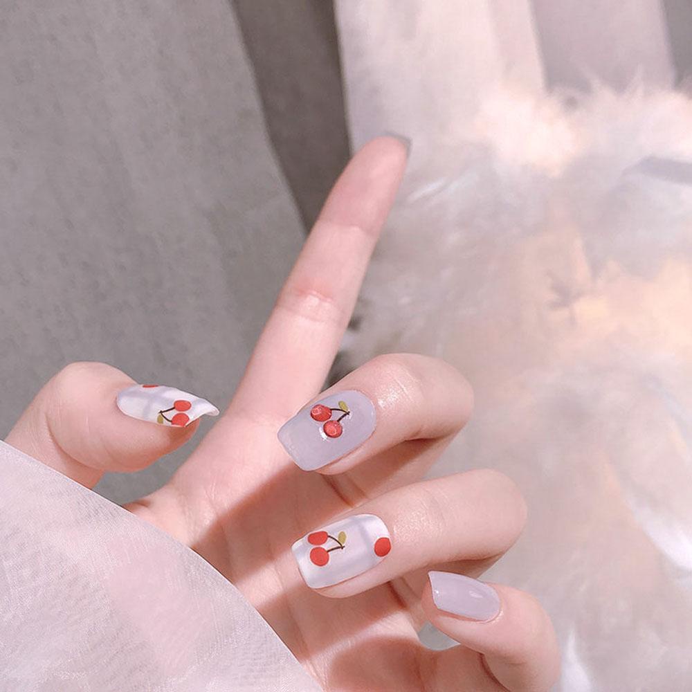 AUGUSTINA Agustinina Peach Stiker Kuku Wanita Jepang Perekat Diri Tahan Air Buah INS DIY Kuku Decals