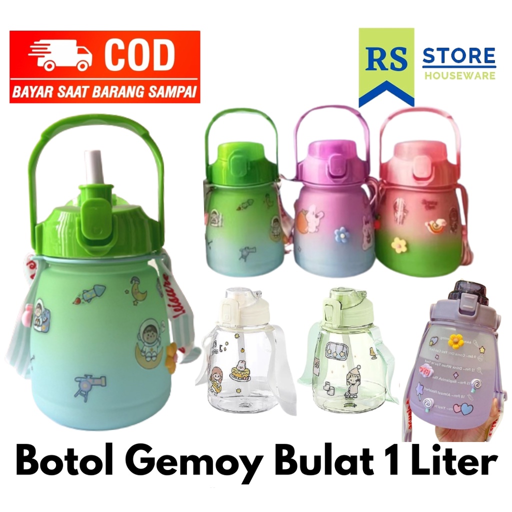 Botol minum viral gemoy aesthetic korea terbaru cantik 1,3 liter 1300ml dewasa dan anak sekolah spor