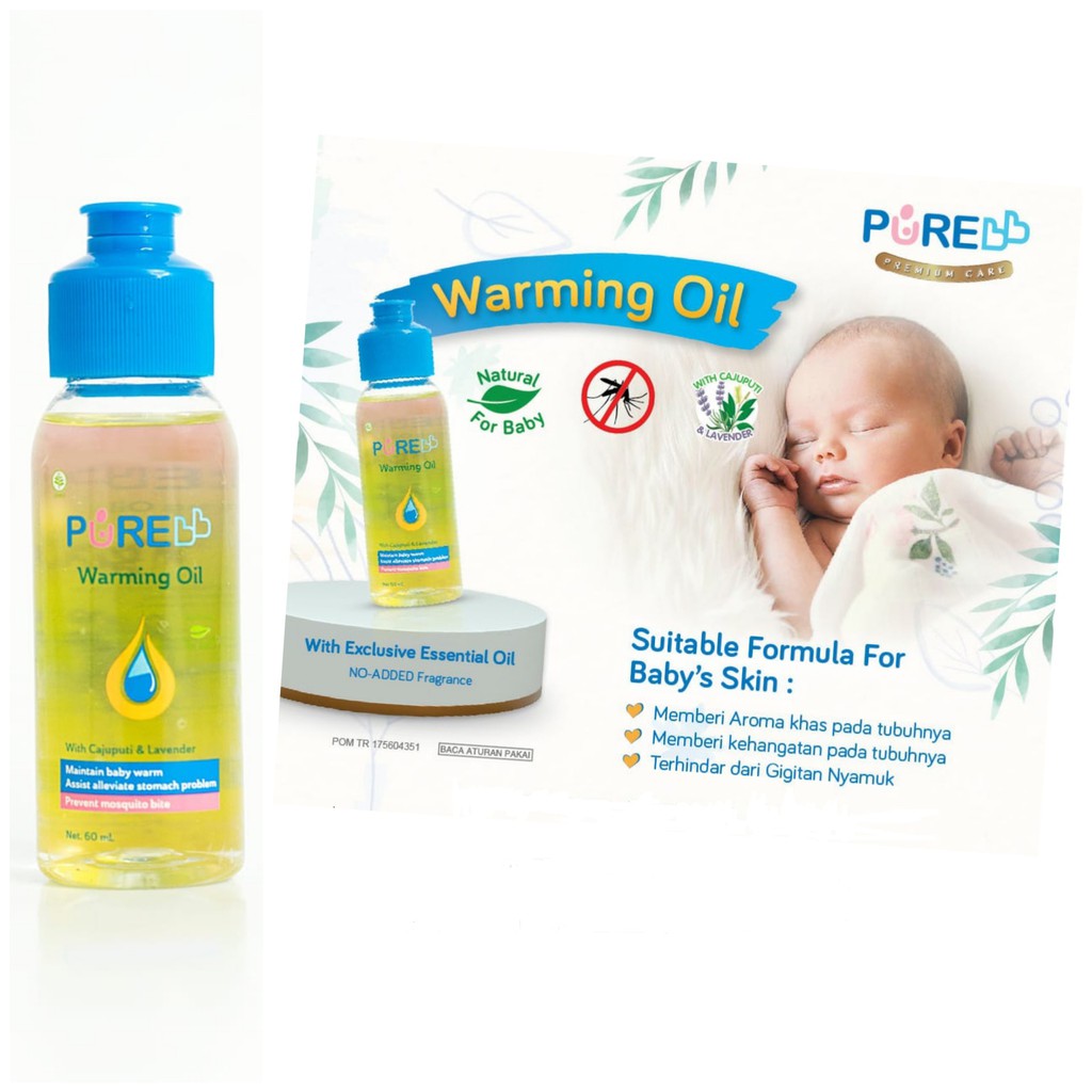 PURE BABY MURAH WARMING OIL WITH CAJUPUTI DAN LAVENDER / MINYAK TELON BAYI PUREBABY PUREBB