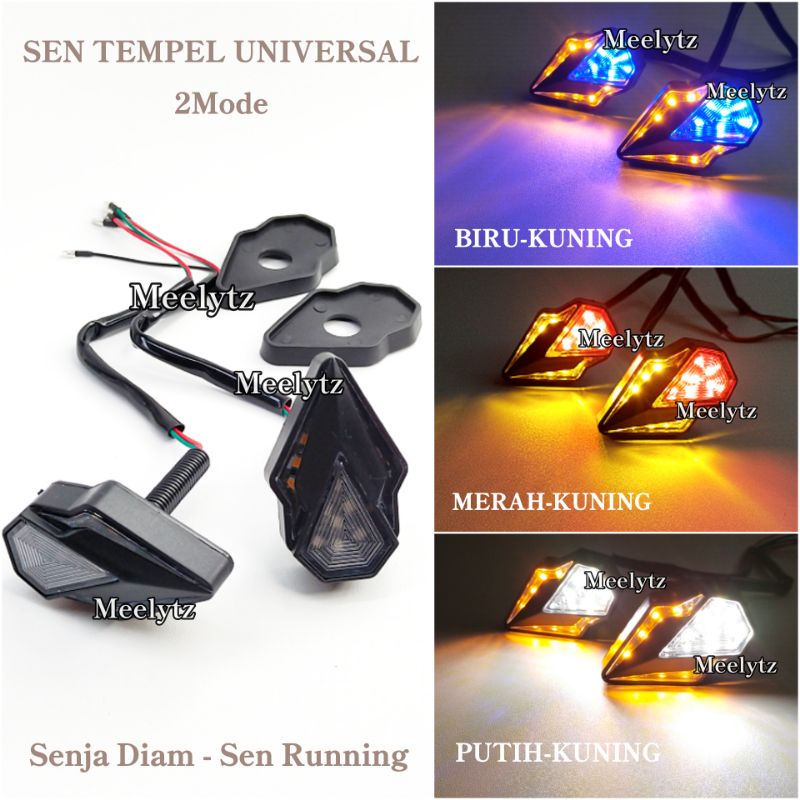 Lampu sein tempel LED model crystal 2 mode senja sein running universal