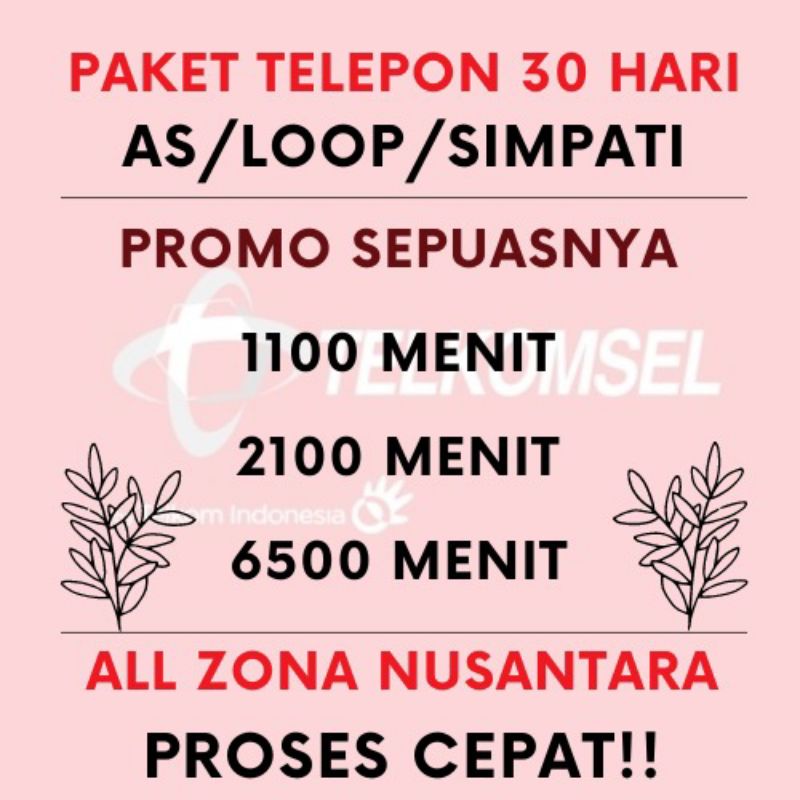 [TERMURAH] Paket Telepon Telkomsel | simPATI - AS - LOOP | PULSA NELPON