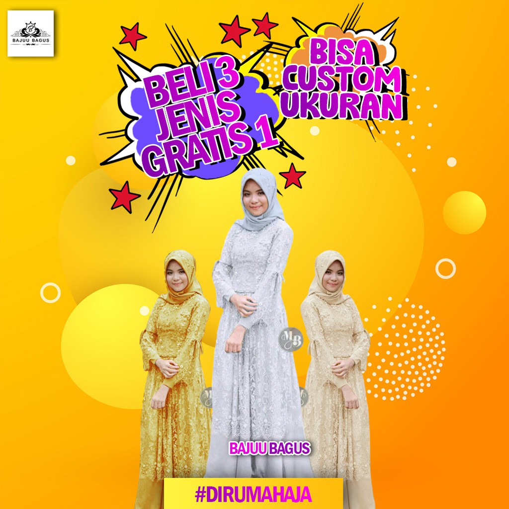 GAMIS BRUKAT PEVITA MUTIARA DRESS MUSLIM TILLE MUTIARA