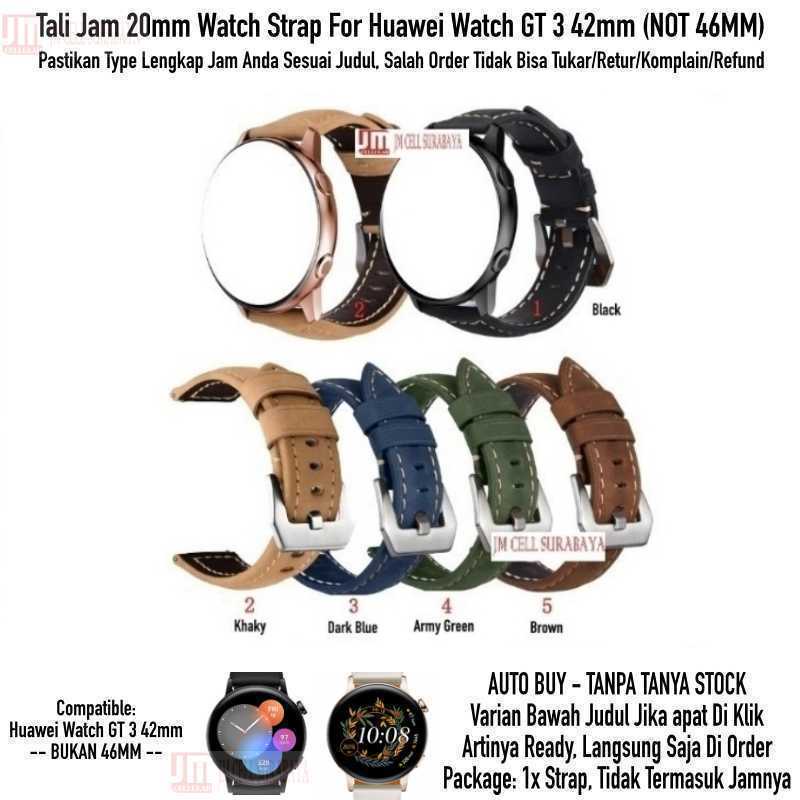 Crazy Horse Watch Strap Huawei Watch GT3 GT 3 42mm - Tali Jam 20mm Leather Kulit